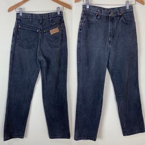 WRANGLER *HEMMED* VTG 80s Faded Black Denim Jeans WOMENS 25x30 ACTUAL USA Made